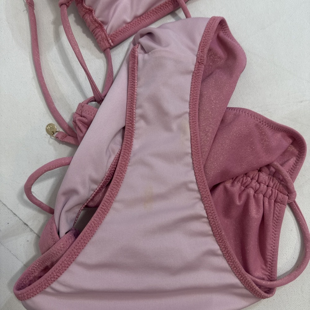 Victoria's Secret Swim Halter One-Piece Swimsuit Shine Sexy Pink Size Small - Picture 6 of 9